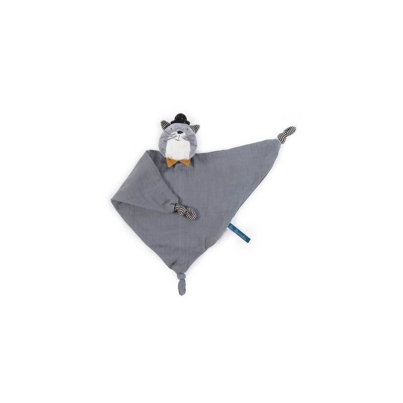 Doudou lange chat gris clair Fernand - Les Moustaches Doudou lange chat gris clair Fernand - Les Moustaches