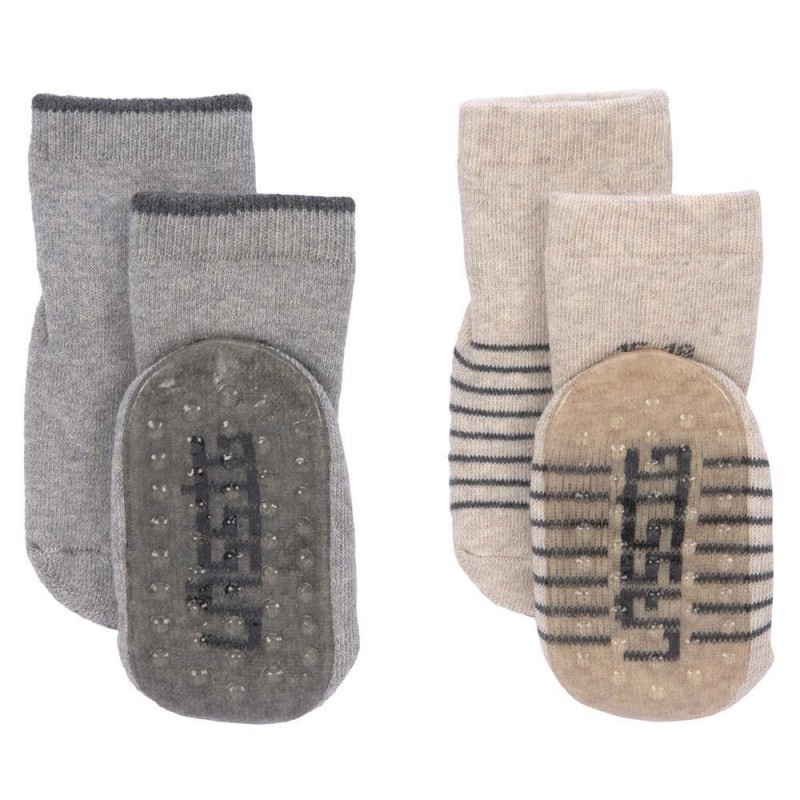 Chaussettes anitidérapantes - Gris/Beige T15-18 (Lot de 2) Chaussettes anitidérapantes - Gris/Beige T15-18 (Lot de 2)