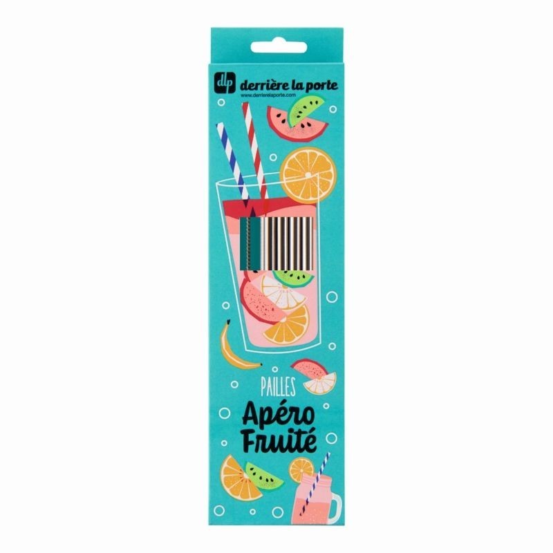 Set de 10 pailles + goupillon METAL - Fruits Set de 10 pailles + goupillon METAL - Fruits