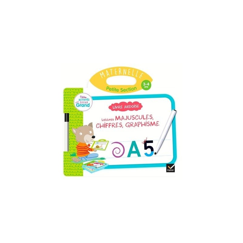 Livre ardoise, maternelle (3-4 ans) - Lettres majuscules, chiffres, graphisme Livre ardoise, maternelle (3-4 ans) - Lettres majuscules, chiffres, graphisme