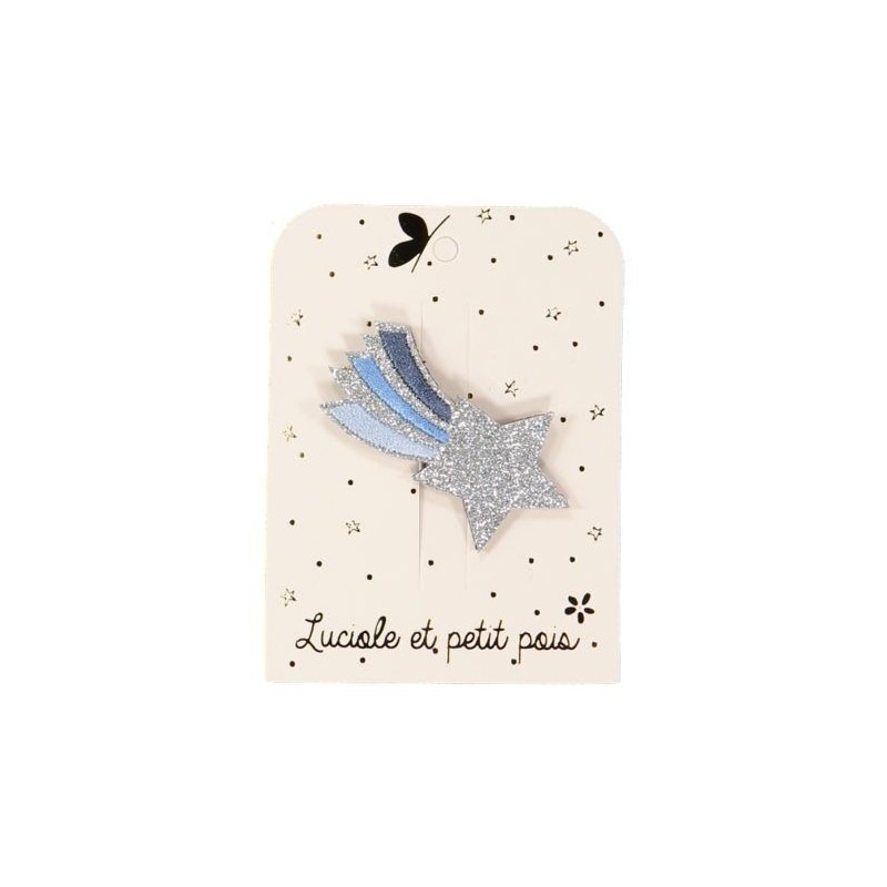 Barrette étoile filante brodée - bleue Barrette étoile filante brodée - bleue