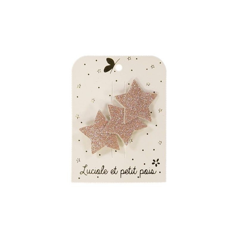 Barrette trois étoiles - Glitter rose Barrette trois étoiles - Glitter rose