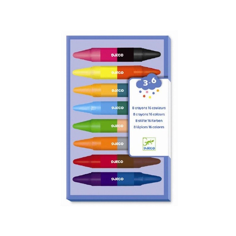 8 crayons cire double côtés