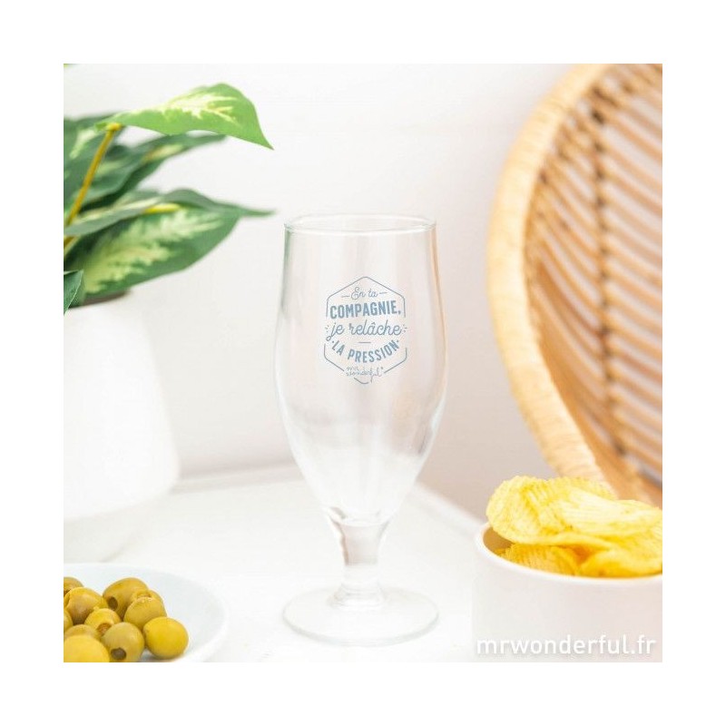 Verre à bière - En ta compagnie, je relâche la pression Verre à bière - En ta compagnie, je relâche la pression