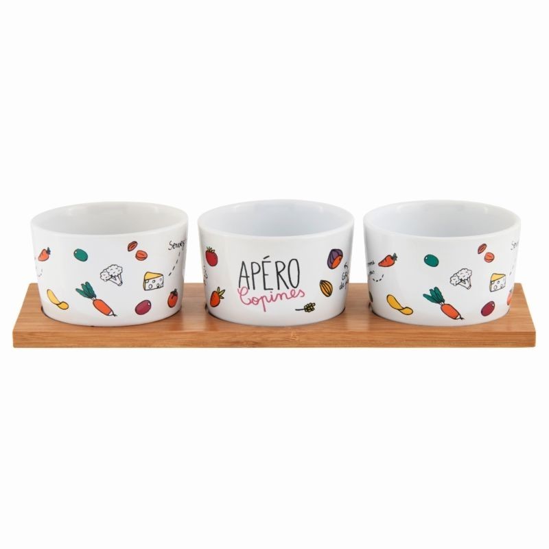 Set de 3 raviers + plateau DUBARO - Apéro des copines Set de 3 raviers + plateau DUBARO - Apéro des copines