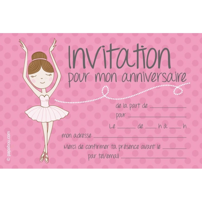 Invitation anniversaire Danseuse rose Invitation anniversaire Danseuse rose