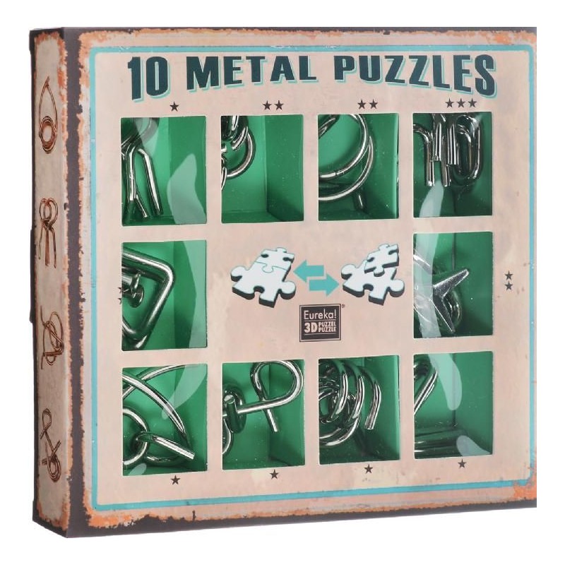 10 puzzles casses-tête en métal - Vert 10 puzzles casses-tête en métal - Vert