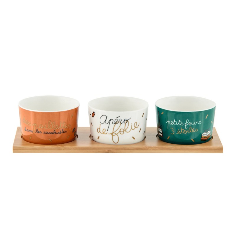 Set de 3 raviers + plateau DUBARO - Apéro de folie Set de 3 raviers + plateau DUBARO - Apéro de folie