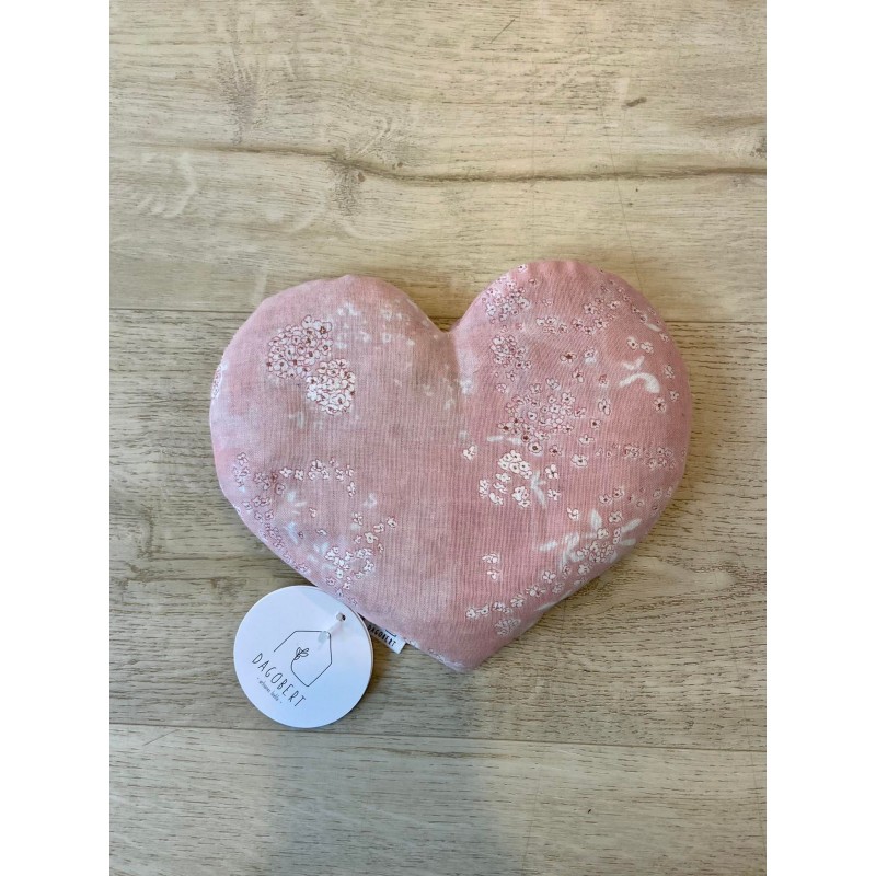 Bouillotte sèche en lin - Coeur rose Bouillotte sèche en lin - Coeur rose