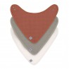Lot de 3 bandanas en mousseline - Rouille, olive et blanc cassé