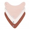 Lot de 3 bandanas en mousseline - Rose poudré, blanc cassé et rouille