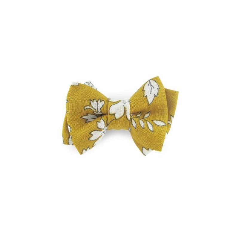 Barrette petits noeuds doubles - Liberty Capel Moutarde Barrette petits noeuds doubles - Liberty Capel Moutarde