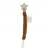 Attache tétine Etoile - gaze de coton moutarde