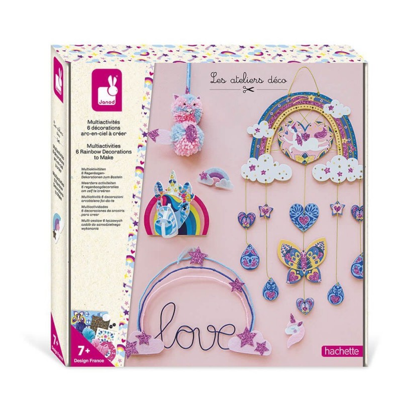 Coffret multiactivités - 6 décorations arc-en-ciel à créer Coffret multiactivités - 6 décorations arc-en-ciel à créer