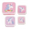 Set de 4 boîtes à tartines/goûter - Licorne