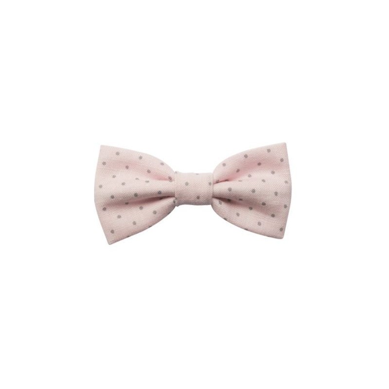 Barrette grand noeud - Rose pois gris Barrette grand noeud - Rose pois gris