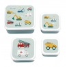Set de 4 boîtes à tartines/goûter - Véhicules