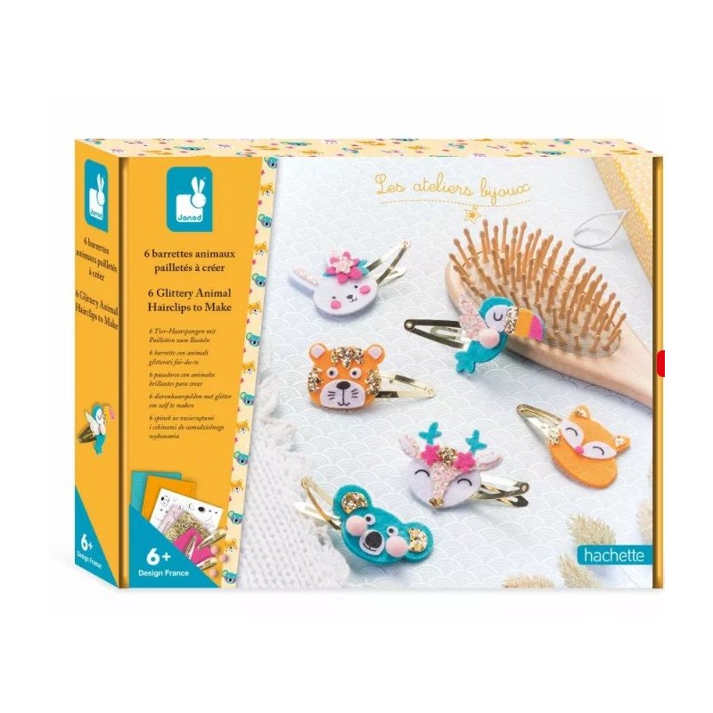 6 barrettes animaux pailletés à créer 6 barrettes animaux pailletés à créer