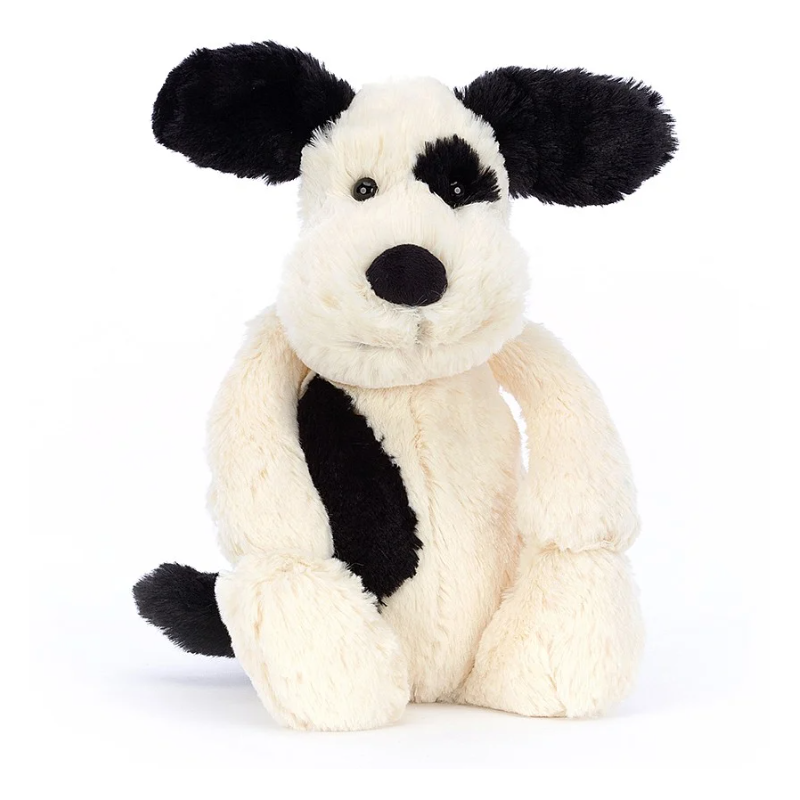 Bashful Petit chiot noir et crème Medium Bashful Petit chiot noir et crème Medium
