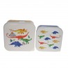 Lot de 2 boîtes à lunch dinosaures moutarde