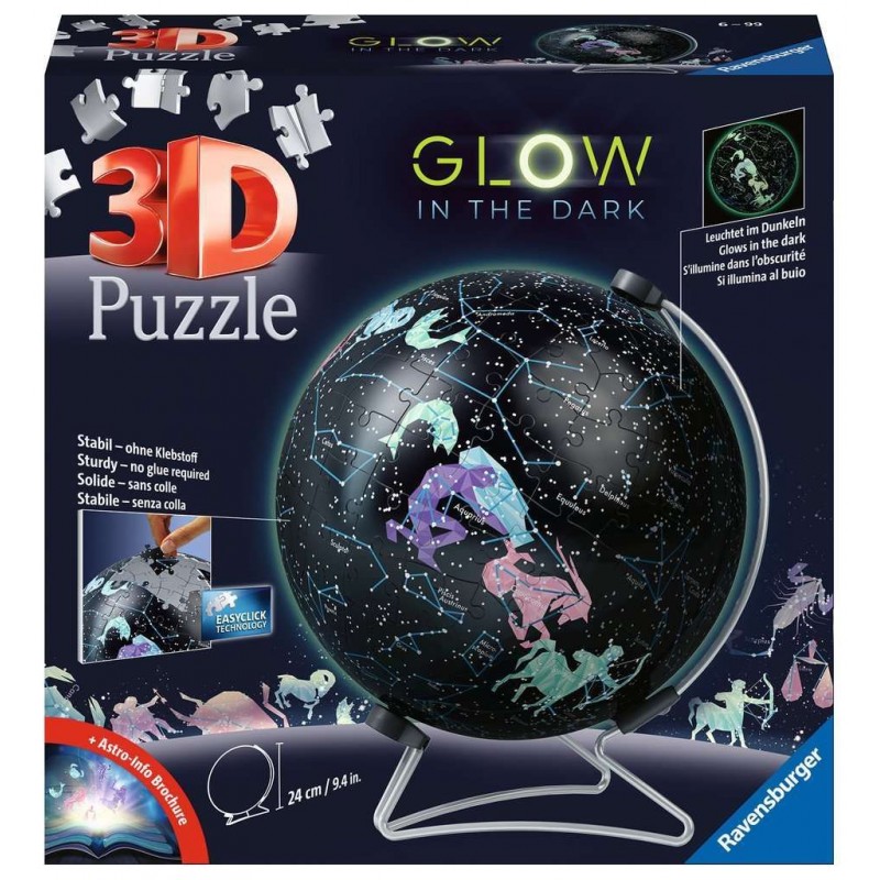 Puzzle 3D - Globe phosphorescent 180 pièces Puzzle 3D - Globe phosphorescent 180 pièces