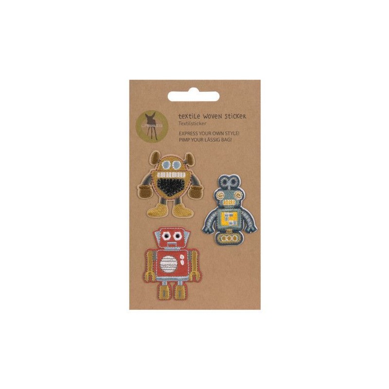 Lot de 3 autocollants textiles - Robots Lot de 3 autocollants textiles - Robots