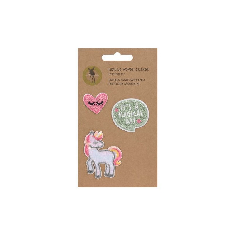 Lot de 3 autocollants textiles - Licorne Lot de 3 autocollants textiles - Licorne