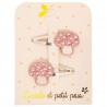 Barrettes champignons - Framboise (paire)