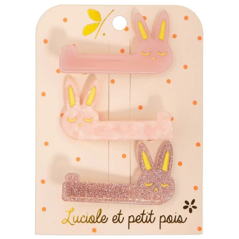 Barrettes lapin en acétate - Nacre, uni, glitter (trio) Barrettes lapin en acétate - Nacre, uni, glitter (trio)