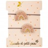 Élastiques mini glitter - Arcs-en-ciel beige (paire)