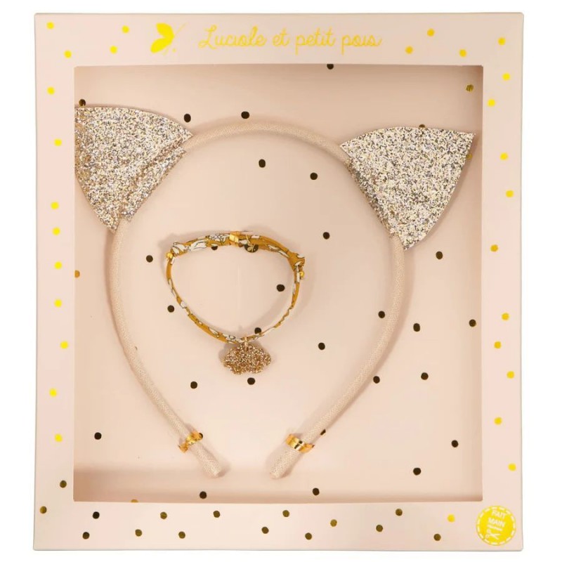 Coffret cadeau - Serre-tête chat et Bracelet Liberty Capel moutarde Coffret cadeau - Serre-tête chat et Bracelet Liberty Capel moutarde