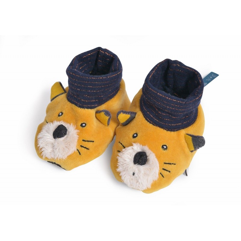 Chaussons chat moutarde Lulu - Les Moustaches Chaussons chat moutarde Lulu - Les Moustaches